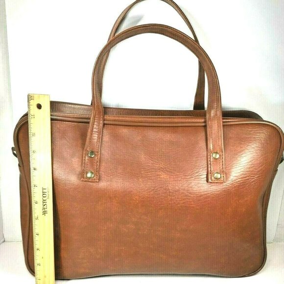 Mr Roberts RARE Vtg Brown Faux Leather Briefcase - Picture 9 of 12